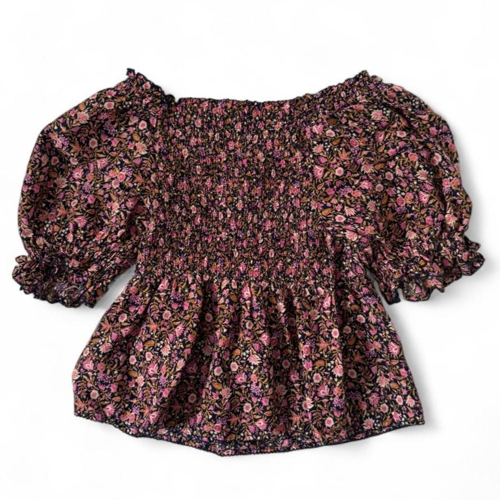 Old Navy Floral Smocked Puff Sleeve Blouse Cottagecore Romantic Boho Top - Picture 5 of 7